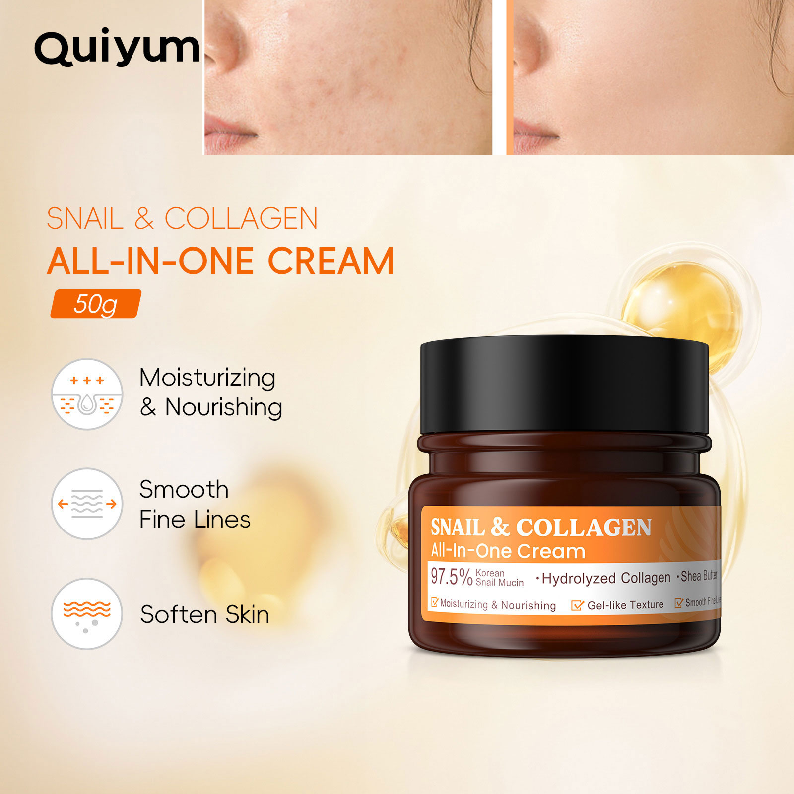 Snail Cream Gel - LAIKOU-Crème pour le visage au collagène